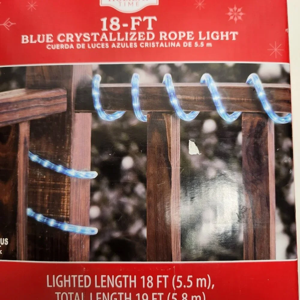 Holiday Time 18 Ft Blue Crystalized Rope Light Indoor & Outdoor